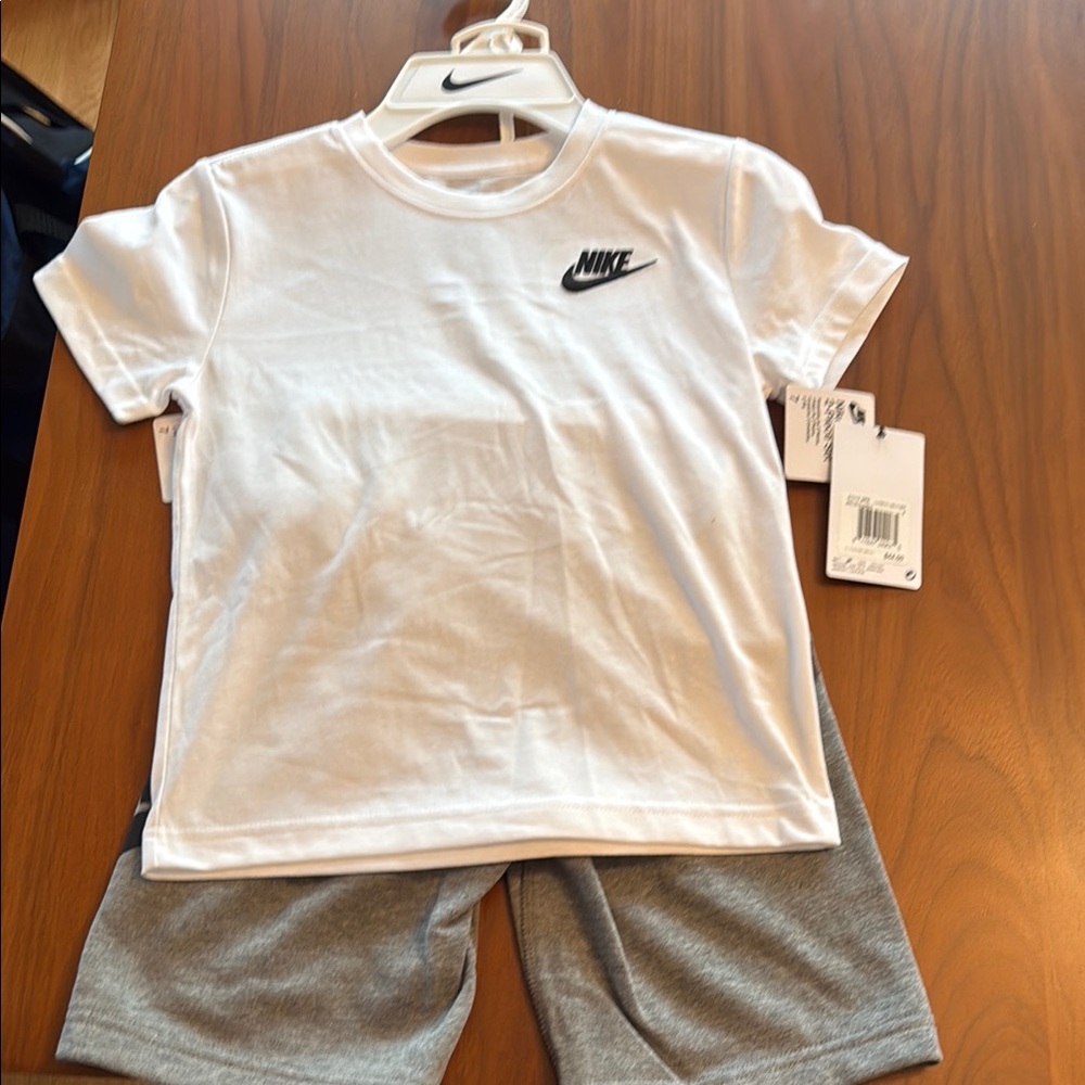 Nike White T-Shirt and Gray Shorts Set